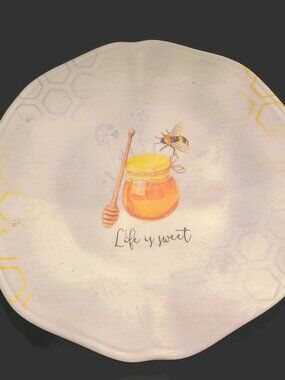 Rachel Ashwell The Farmhouse Honey Bee Life Is Sweet Melamine 11" Dinner Plate